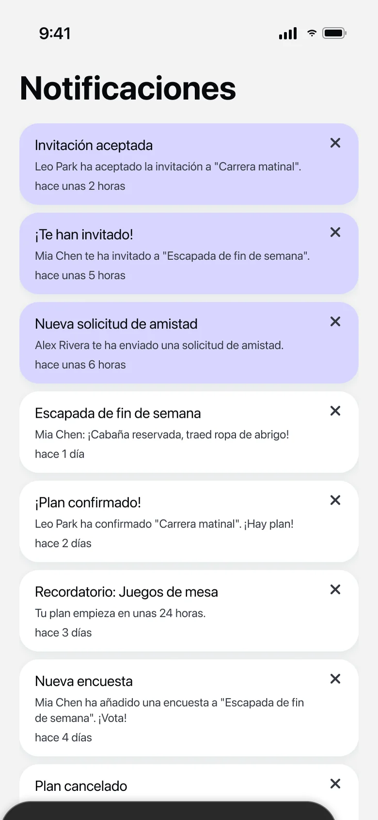 Notificaciones de WhenUp