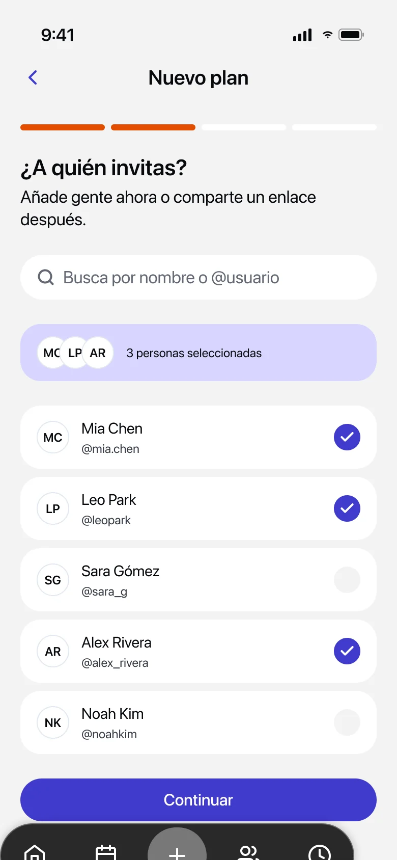 Invitar a un grupo grande con Pro