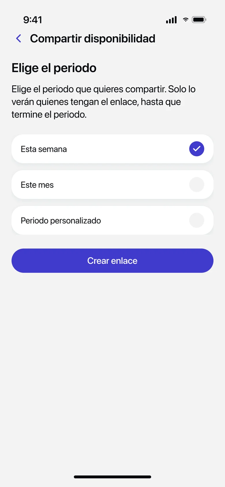 Compartir la disponibilidad de esta semana