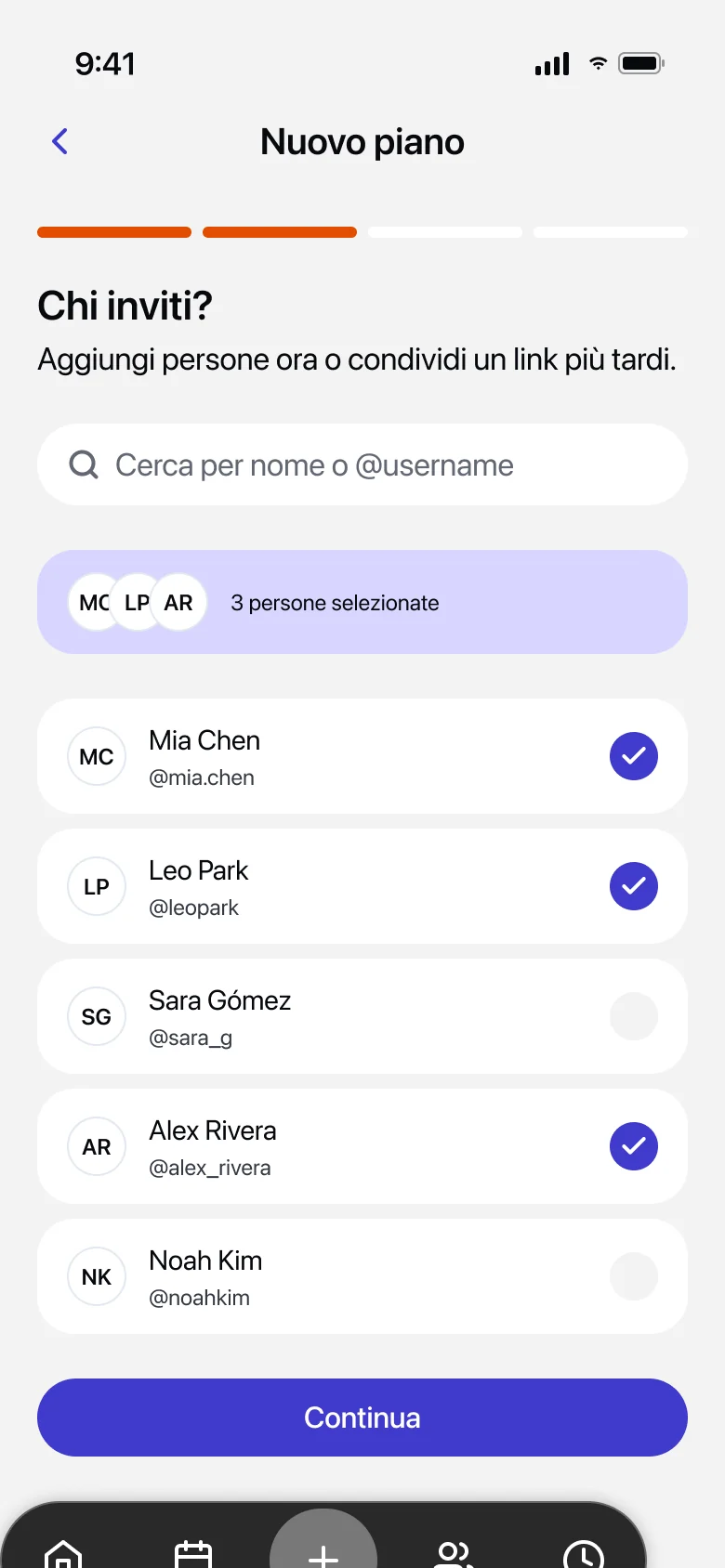 Invitare un gruppo numeroso con Pro