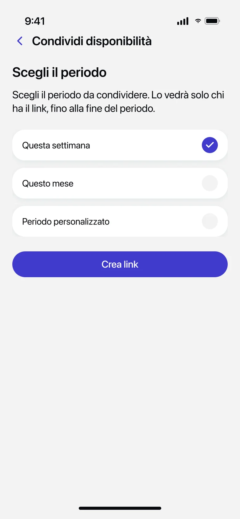 Condivisione della disponibilità di questa settimana
