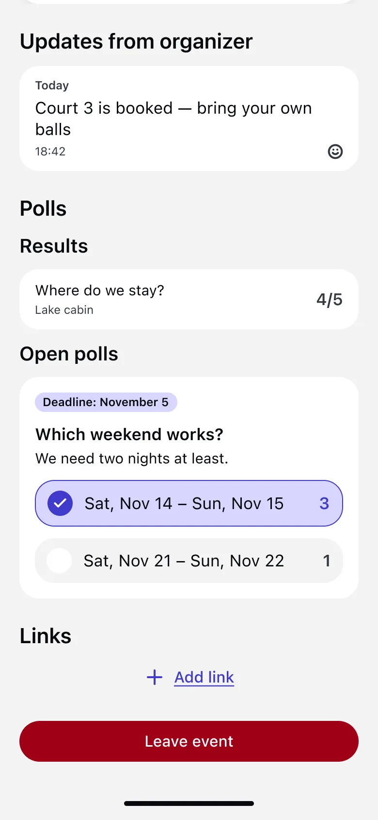 Voting on a weekend option